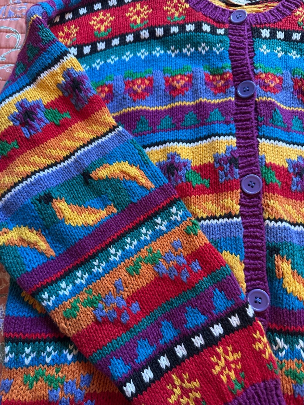 RARE Vintage LL Bean Fruit Cardigan! - Picture 3 of 5